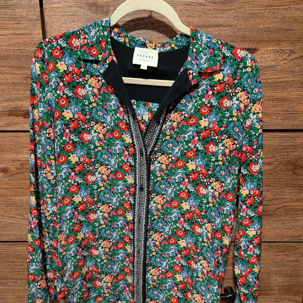 Sezane Silk Floral Blouse EU 34 Parisian Style